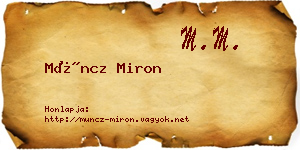 Müncz Miron névjegykártya
